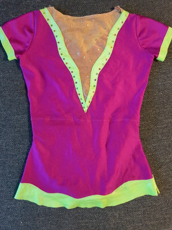 Justaucorps compétition GR 4 ans 5 ans rose violet et vert fluo - photo numéro 5
