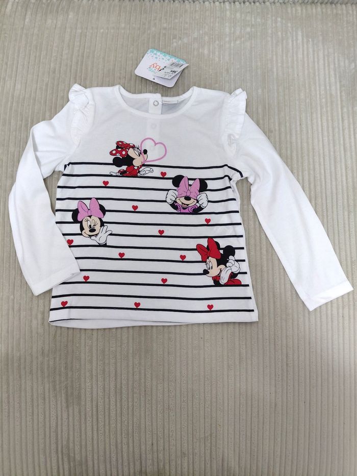 T-shirt marinière manches longues Disney Minnie taille 36 mois