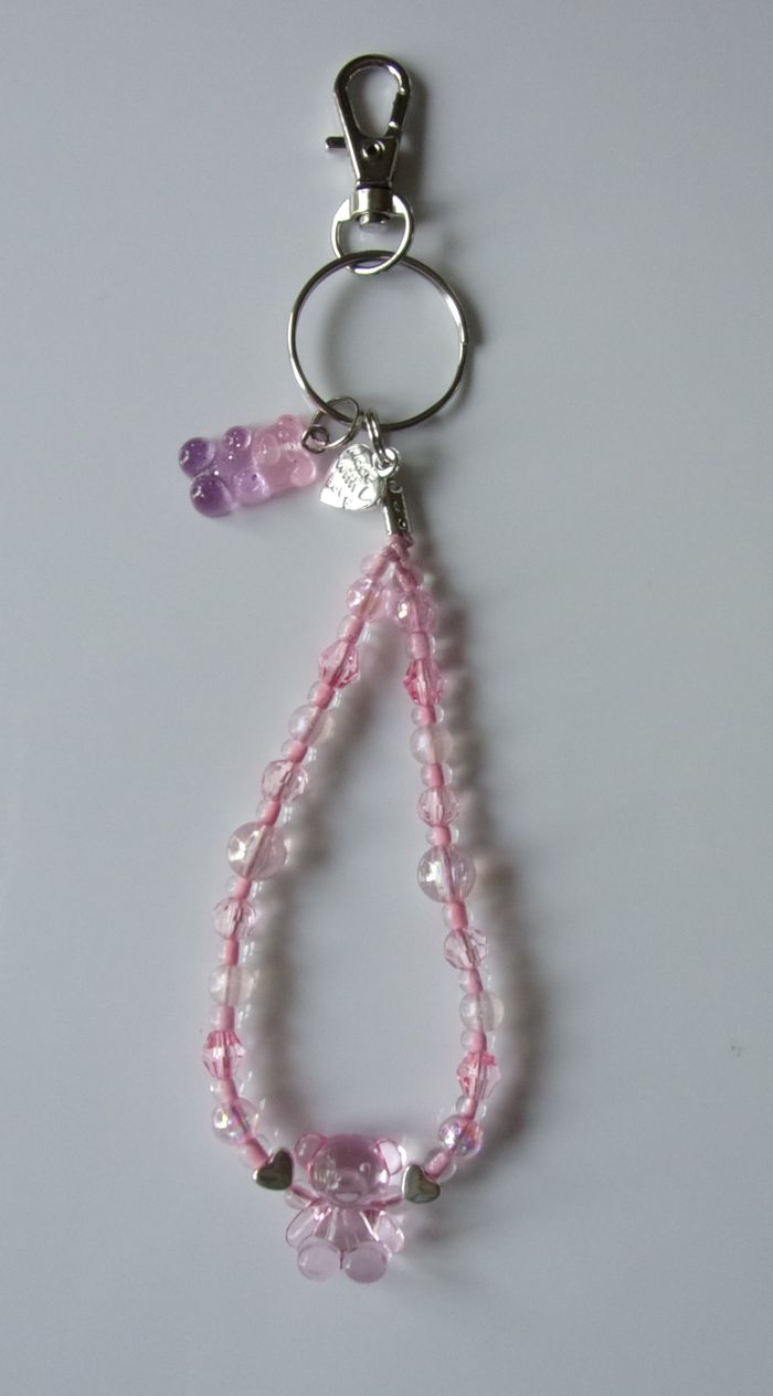 Porte clé ou Déco de sac à main ourson rose 2