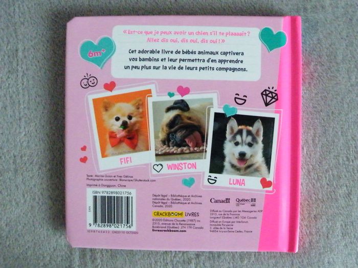 Livre tout carton "Chiots d'amour" J'aime ta frimousse Crackboom - photo numéro 2