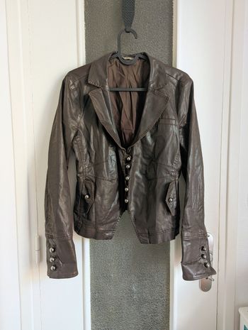 Veste simili cuir vintage marron chocolat newpenny taille 36