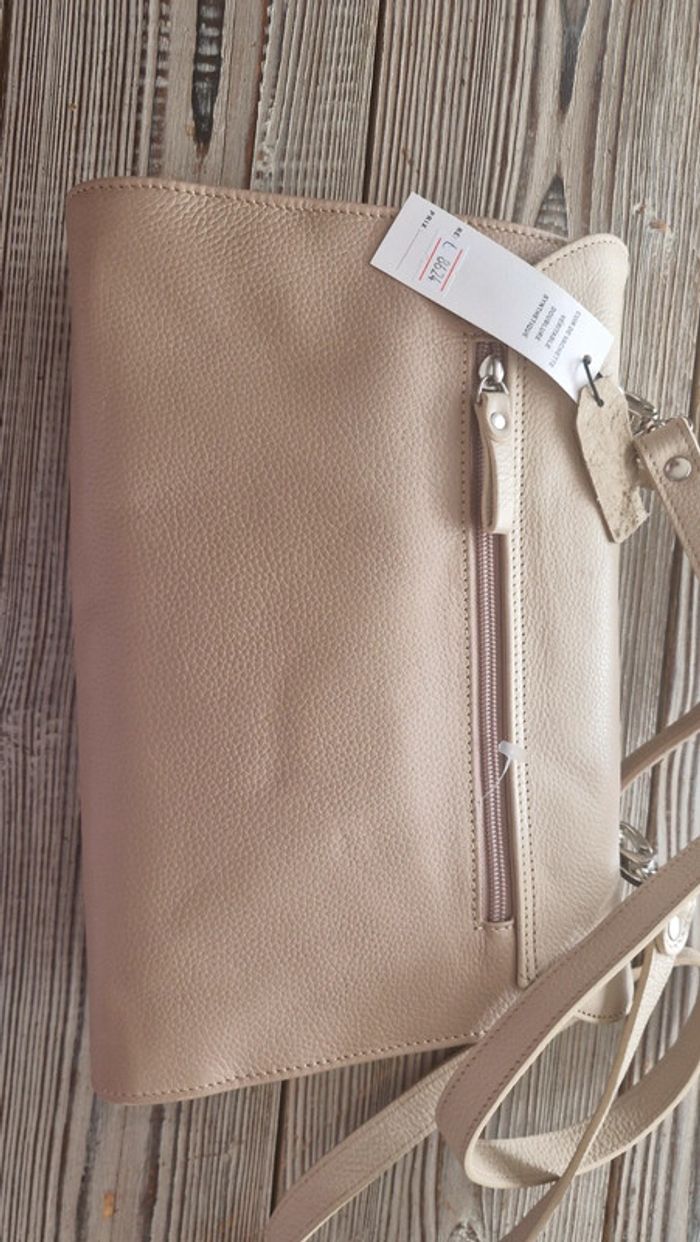 Joli sac bandoulière en cuir bicolore - photo numéro 2