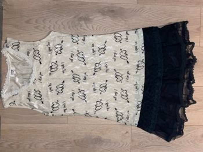 Robe Molly Bracken Noire et écru avec dentelle I love you Taille Xs / 34 Très bon état - photo numéro 2