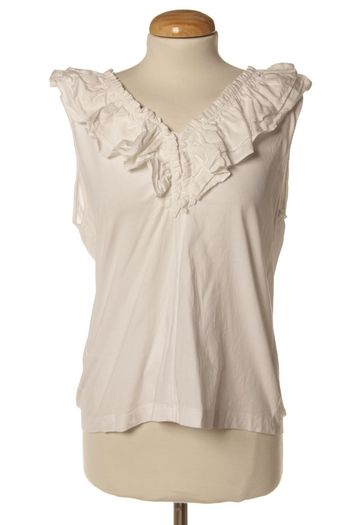 Top blanc chic à volants féminin & tendance Mango taille XL 42