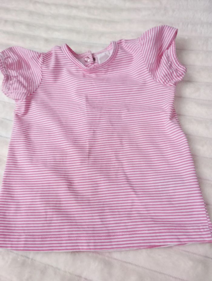 T-shirt 80 cm rose et blanc
