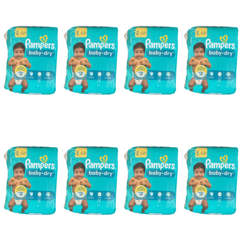 Lot de 296 Couches Pampers Baby Dry 4-8 kg Taille 2 Neuf