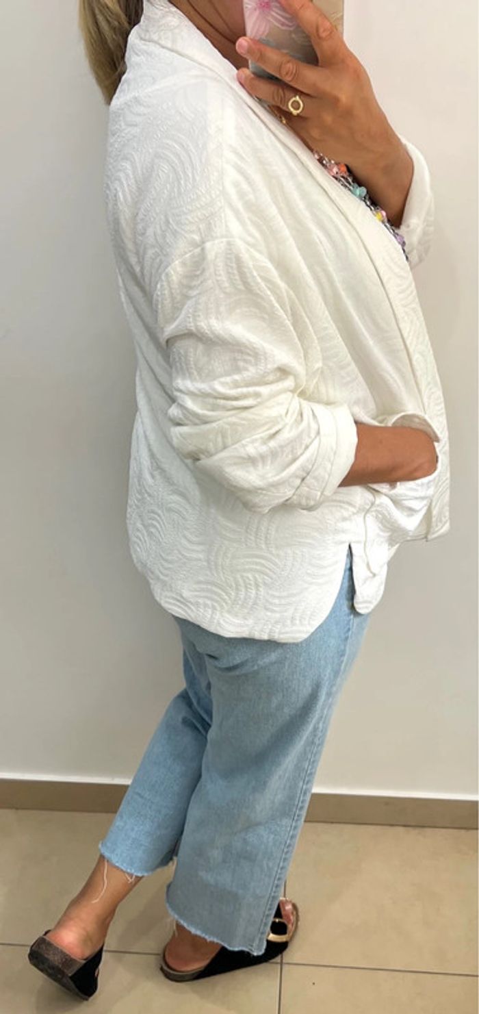 Veste blanche à motifs jacquard - photo numéro 8