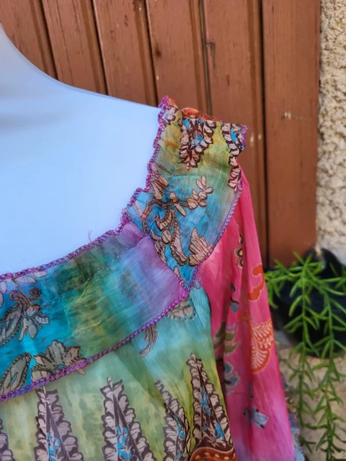 Blouse voile ethnique multicolore taille 42 - photo numéro 3