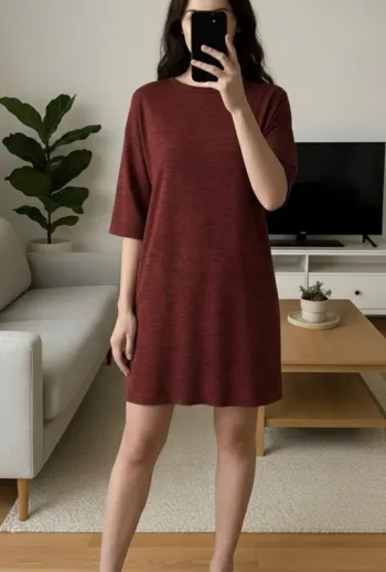 Robe pull bordeaux chiné Pull&Bear - Taille M