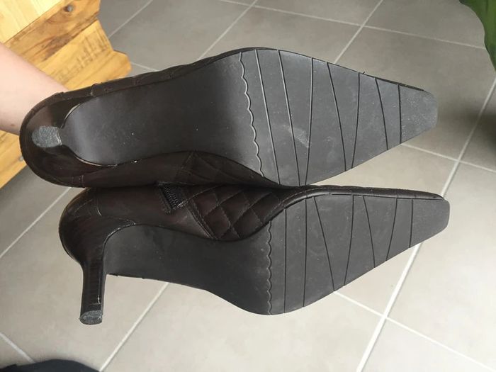 Bottines boots simili-cuir talon matelassée marron foncé T 39 - photo numéro 2