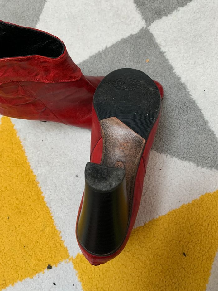 Bottines à talons en cuir Paprika Taille 37 - photo numéro 3