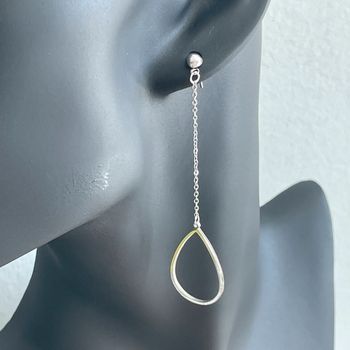 Boucles d’oreilles longues et pendantes en acier inoxydable hypoallergénique argenté