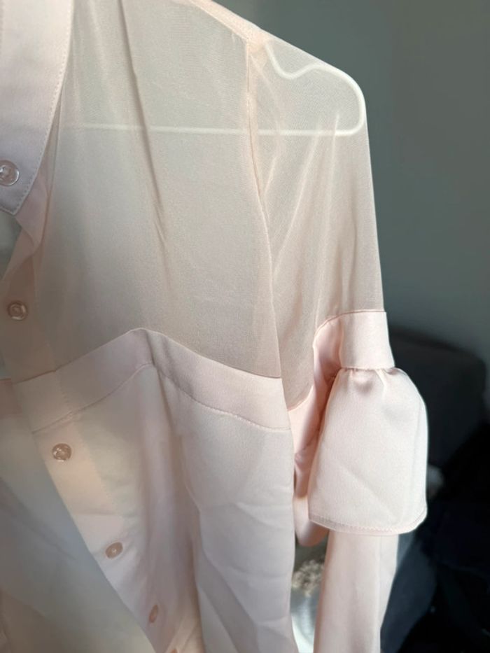 Chemisier bi matière rose - photo numéro 3
