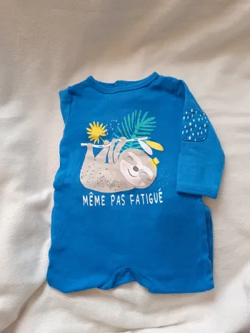 🎀 pyjamas léger bleu Motif paresseux taille 6 mois Gémo 🎀