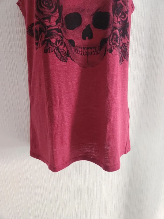 Tee-shirt débardeur Undiz XS bordeaux motif tête de mort - photo numéro 6