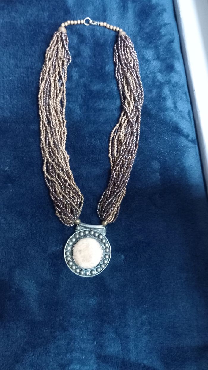 Collier Vintage Marron 54 cm + 5 cm - photo numéro 2