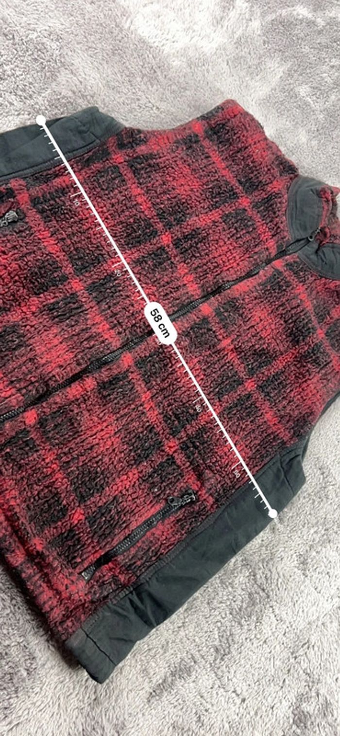 Ouray Gilet polaire vintage sans manches à carreaux rouge/noir – Taille S - photo numéro 6