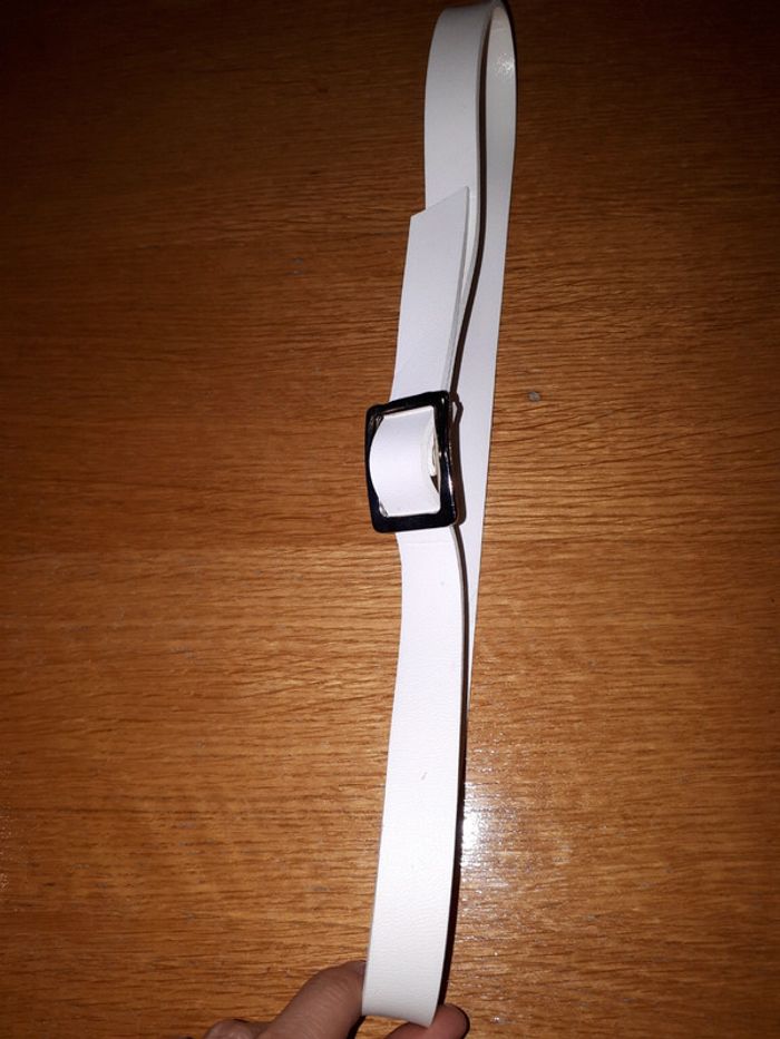 Ceinture enfant blanche boucle argentée - photo numéro 2