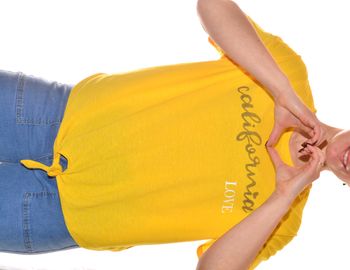 tshirt jaune uni chiné blanc california love fluide col rond taille XXL