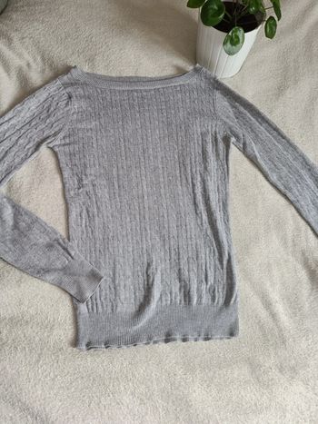 Pull Etam torsade gris clair