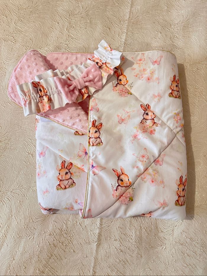 Couverture emmaillotage lapin bébé rose - photo numéro 6