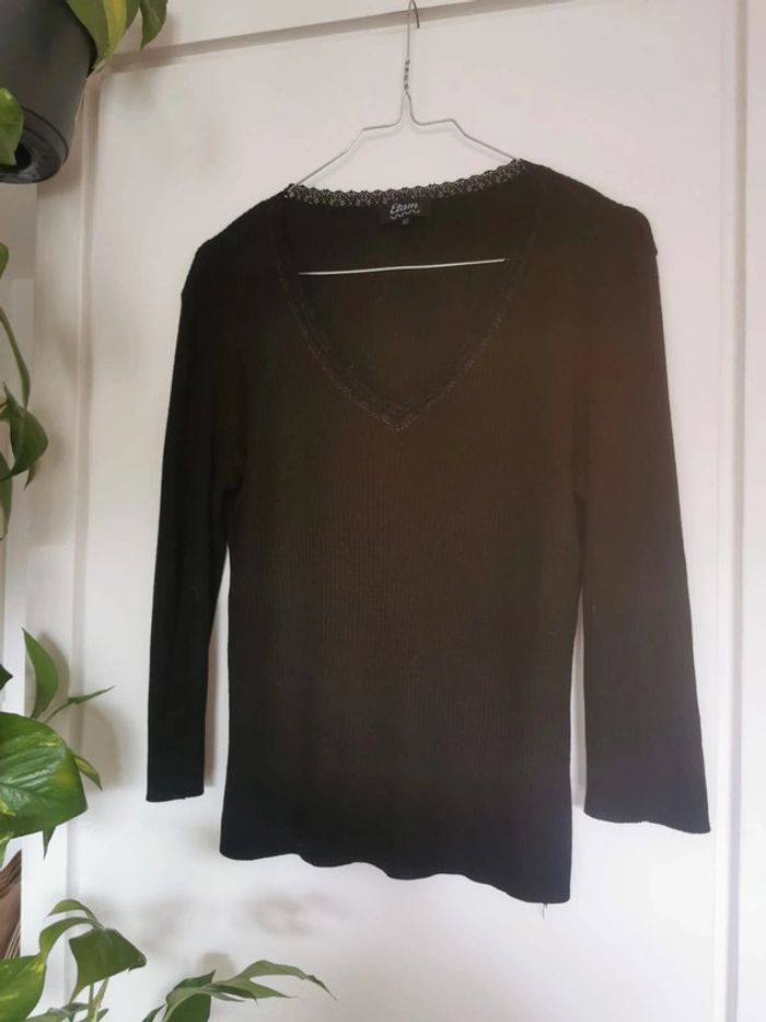 T-shirt col dentelle Etam