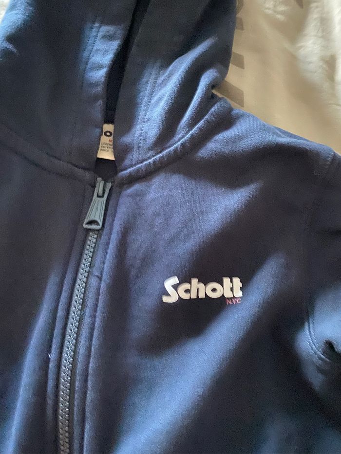 veste zippee Schott 8 ans capuche bleu marine - photo numéro 2