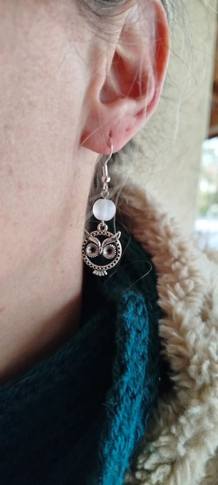 Boucles d'oreilles Edwig🦉Argent Pierre de Lune - photo numéro 3