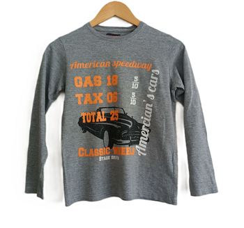 T shirt gris imprimé voiture. In Extenso. Taille 12 ans