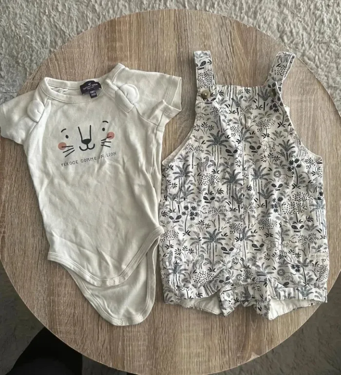 Ensemble garçon 12 mois 74 cm salopette - photo numéro 2