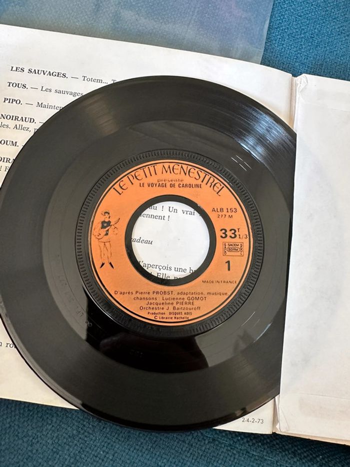 1973 Livre disque ancien Le Voyage de Caroline 33 tours vinyle Pierre Probst Ades Petit Ménestrel - photo numéro 10