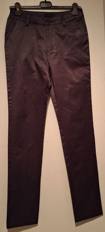 Pantalon de soirée droit enduit kaki brillant neuf