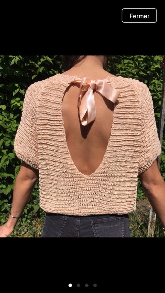 Pull crop top maille rose TM - photo numéro 3