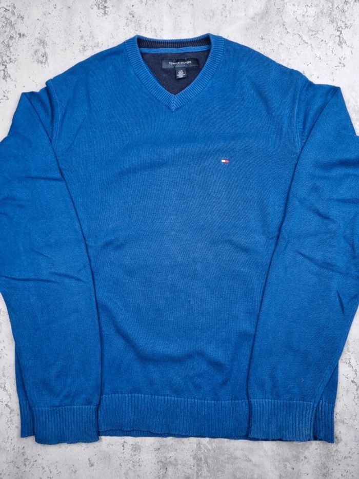 Pull col V Tommy Hilfiger bleu – Taille L Homme - photo numéro 3