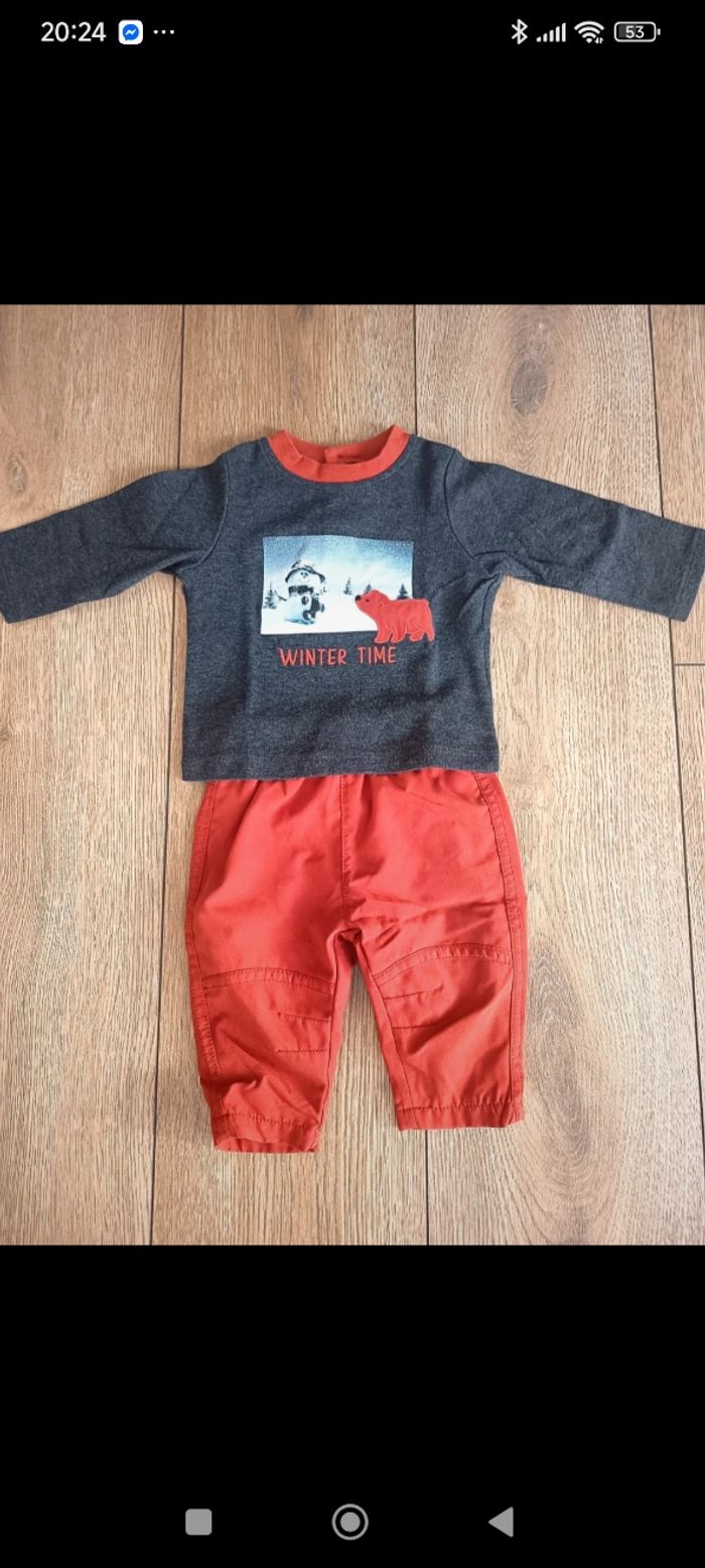 Lot de 3 ensemble t-shirt manches longues et pantalon 3 mois - photo numéro 3