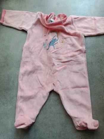 Pyjama velours rose petit chat bleu petit bateau 60cm