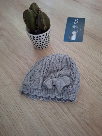 Bonnet gris bébé fille 3 mois h&m