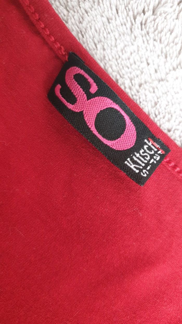 Tee-shirt blouse chemise chemisier haut manches longues femme rouge vif taille 38 - photo numéro 3