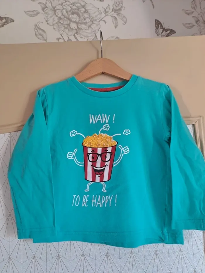 T-shirt garçon 4 ans ML U essentiel turquoise tbe
