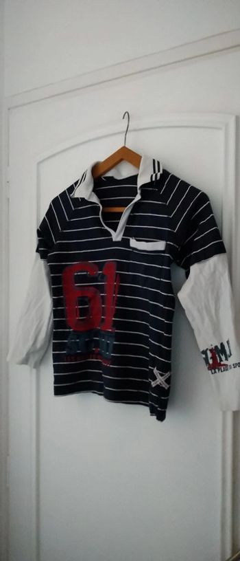 Polo effet 2 en 1 à rayures marine garçon 12 ans sergent major
