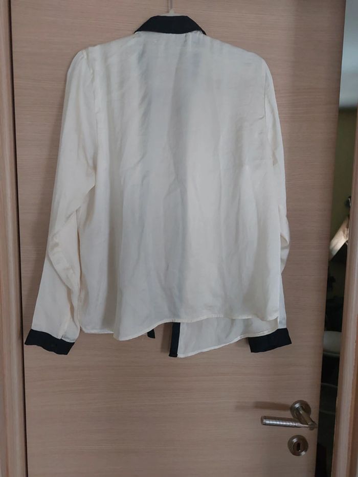 Chemise bicolore satiné noire creme - photo numéro 5