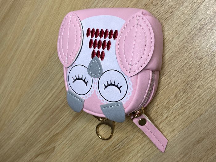 Porte monnaie chouette gris neuf /fille /enfant /chouette / porte-monnaie / rose /fille - photo numéro 2