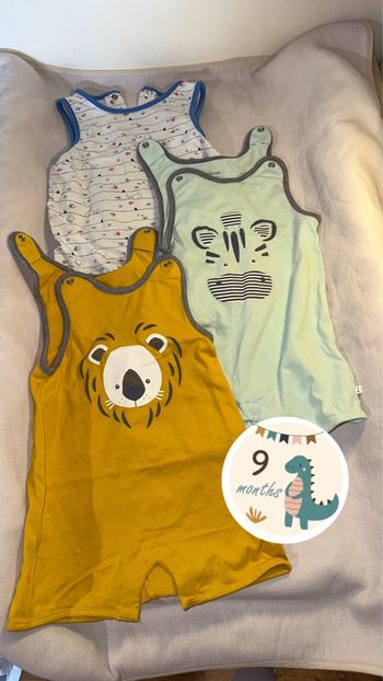 Lot de 3 pyjamas bébé sans manches – Taille 9 mois