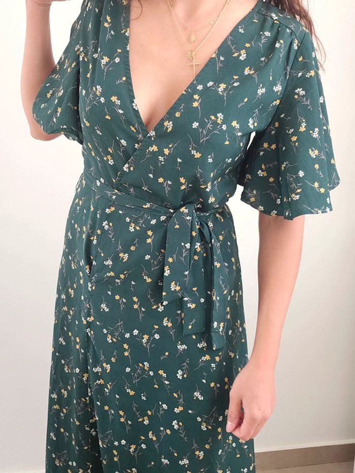 Robe verte fleurie longue - photo numéro 2