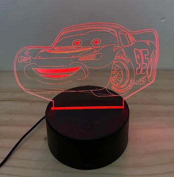 Veilleuse 3D CARS en acrylique + télécommande avec 16 couleurs Neuve
