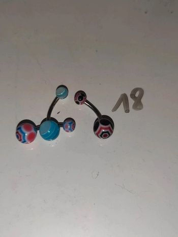 Lot de 3 piercings nombril acrylique et acier chirurgical