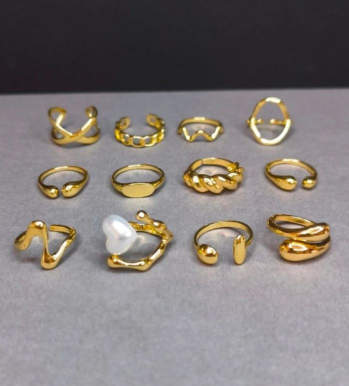 Lot 12 bagues dorées - photo numéro 2