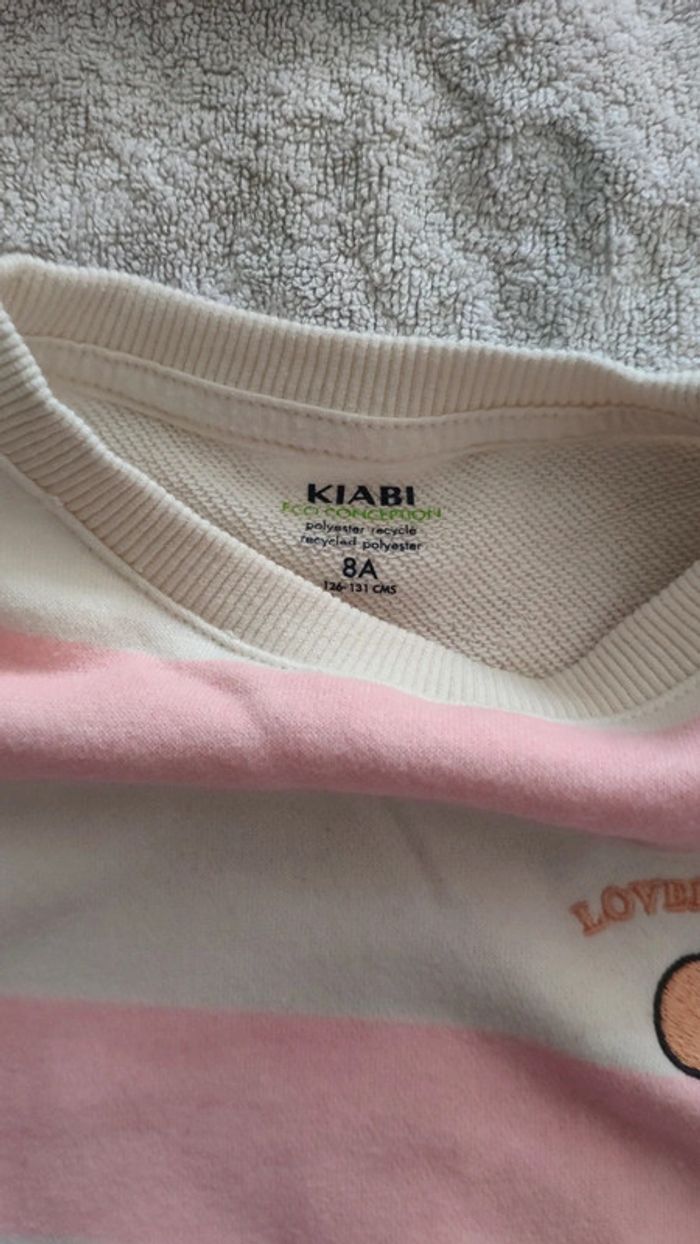 Pull rayé rose et blanc Kiabi 8 ans - photo numéro 4