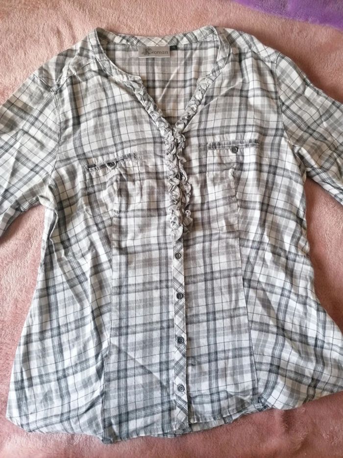 Chemise vintage grise et blanche à rayures - photo numéro 3