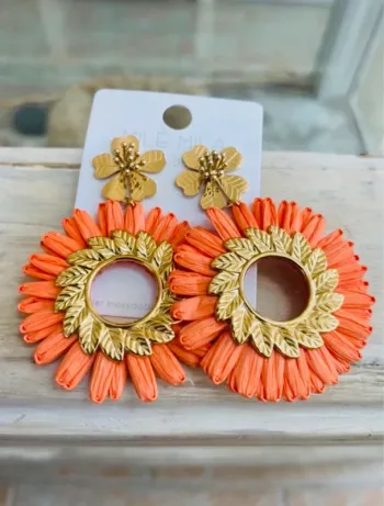 Boucles d'oreilles bohèmes fleurs et acier doré